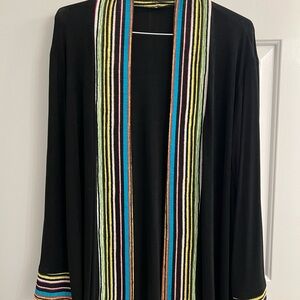 Women’s Long Black Size XL Long Sleeve Jacket with Multicolor Stripes
